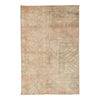 Washed Out Vintage Mini Rug Fragment - 2`5″ X 3`6″ For Sale