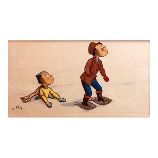 William Steig (b.1907)Whimsical Illustration "Snow" Cartoon, 1938 Mt Tremblant Ski Lodge William Steig, 1938 For Sale
