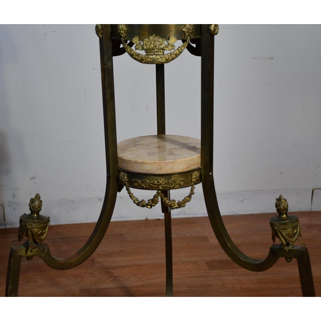 Antique Late 19th French XVI Marble Bronze Étagère / Pedestal Stand 4 Tiers For Sale - Image 9 of 18