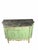 sideboard or buffet featuring a soft green painted finish accented with elegant gold detailing throughout. The cabinet is...