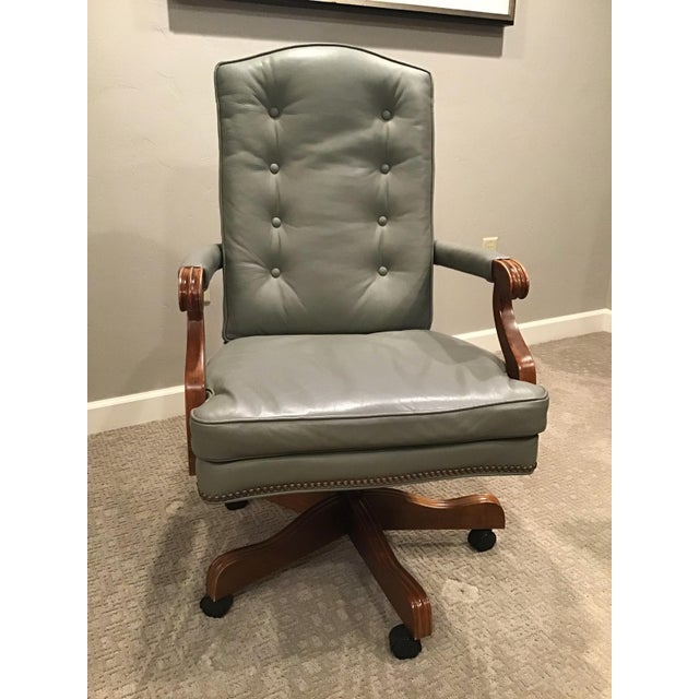 Ethan Allen Harvard Leather Executive Desk Chair Chairish