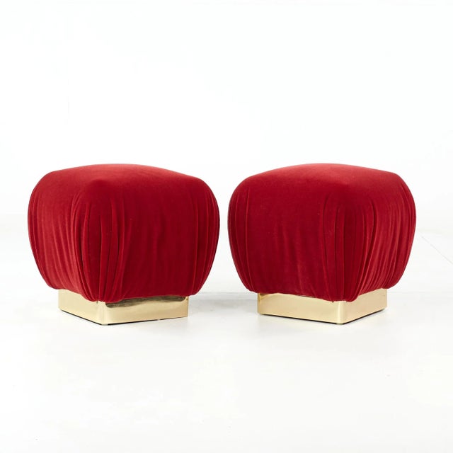 Marge Carson Mid Century Brass Souffle Poof Ottoman - Pair For Sale - Image 12 of 12