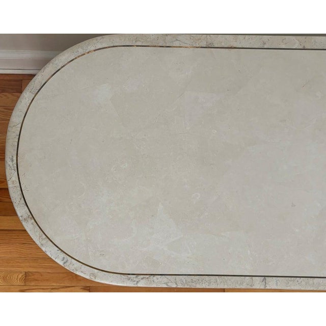 1980s Hollywood Regency Tessellated Stone and Pencil Reed Rattan Credenza For Sale - Image 6 of 14