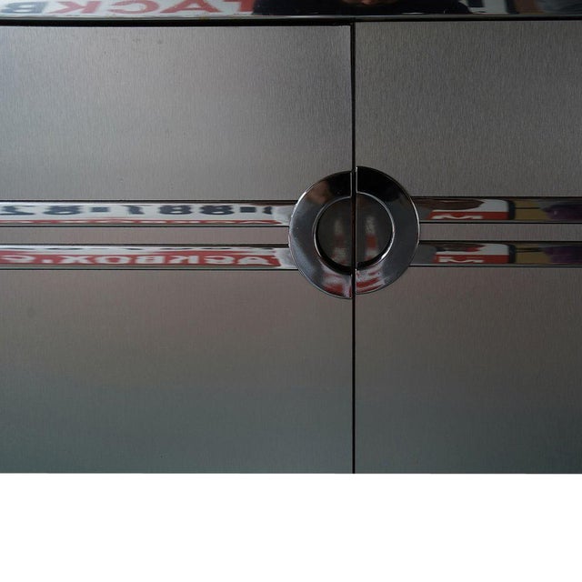 Pierre Cardin 1970s Brushed Aluminium and Chrome Sideboard by Pierre Cardin For Sale - Image 4 of 5