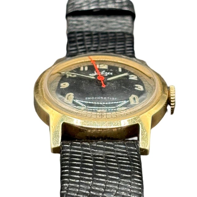 Gold 1940s Selza Automatic Wwii Military Aviation Pilot Cold Capped 14k Gold Watch For Sale - Image 8 of 12