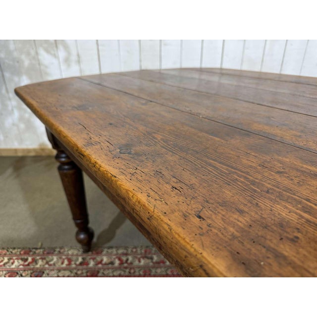Brown 19th-Century Farmhouse Table with Fir Top and Poplar Base For Sale - Image 8 of 18