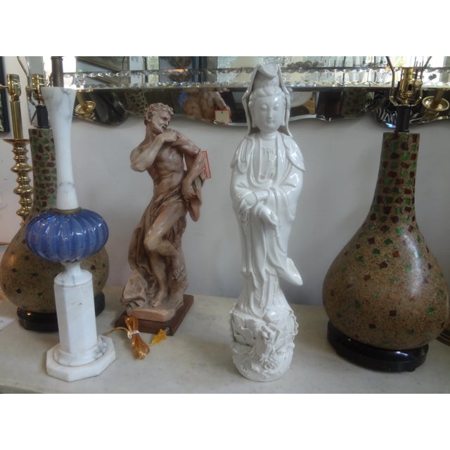 Chinese Blanc De Chine Guan Yin With Dragon. Lovely well detailed Chinese blanc de chine porcelain Guanyin or goddess of...