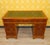 Edwardian English Desk in Yew Wood and Green Embossed Leather Top, 1960s For Sale - Image 16 of 16