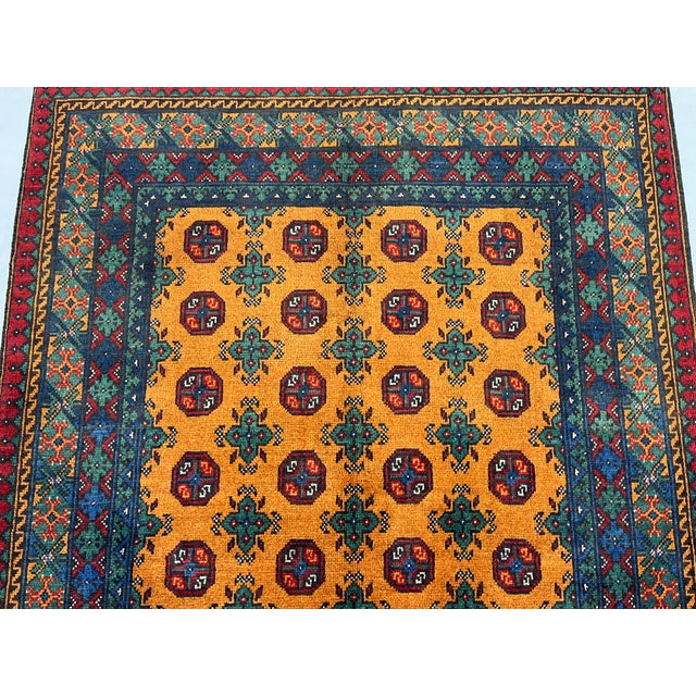 Textile Golden Ochre Mori Gul Tribal Area Rug With Geometric Borders, 4'10" X 6'8" For Sale - Image 7 of 16
