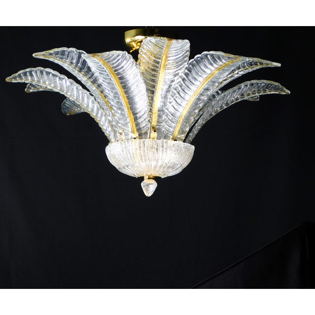 Gold Vintage Palmette Pendant Light in Crystal Glass with Gold Thread, 1985 For Sale - Image 8 of 14