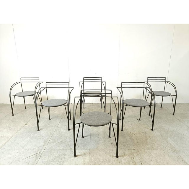 Vintage Italian Dining Chairs with Armrests, 1980s, Set of 6 For Sale - Image 10 of 10
