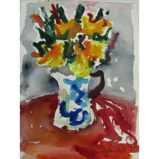 George Daniell Original Bright Floral Watercolor For Sale