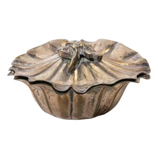 Silver-Plated Covered Bonbon Dish in Floral Form, 1950s For Sale