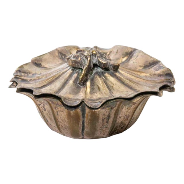 Silver-Plated Covered Bonbon Dish in Floral Form, 1950s For Sale