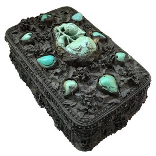 19th Century Turquoise and Silver Decorative Box For Sale