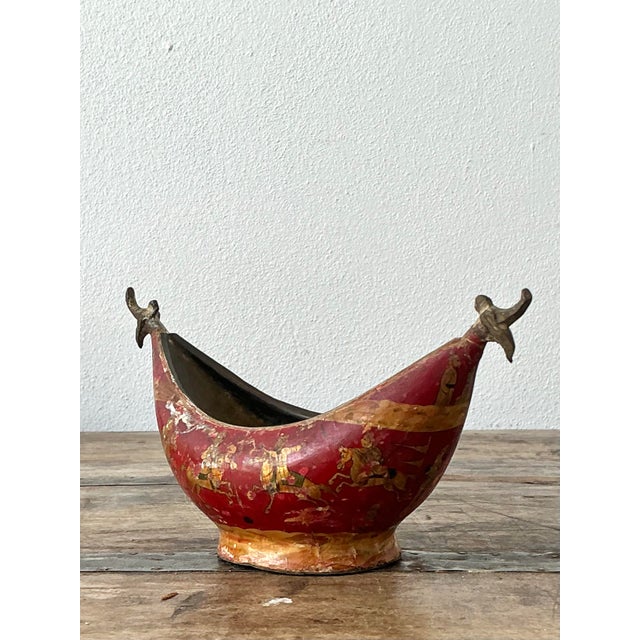 Chinoiserie Vintage Chinoiserie Brass Bowl For Sale - Image 3 of 12