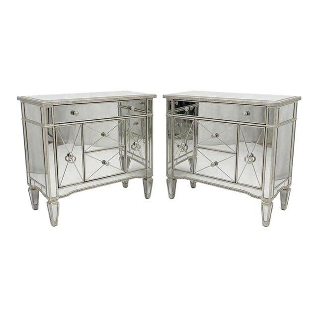 Elegant Pair of Vintage Mirrored Chests For Sale