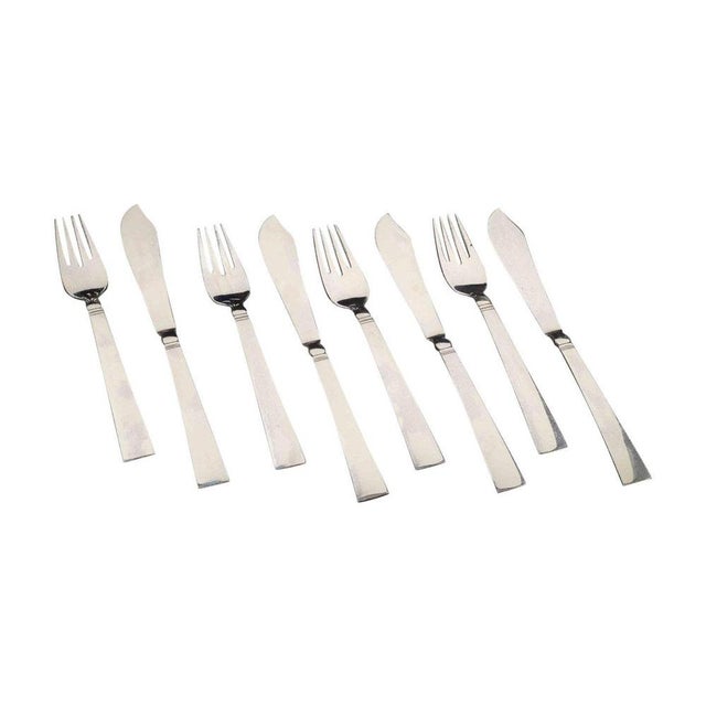 1930s Fish Cutlery in Sterling Silver from Georg Jensen, 1930s, Set of 8 For Sale - Image 5 of 5