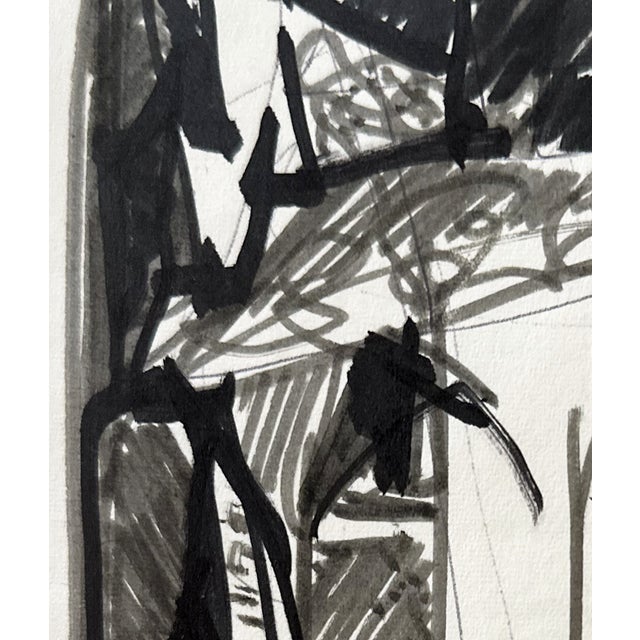 This beautiful vintage abstract drawing of an animal, rendered on paper, showcases energetic and abstracted strokes and...