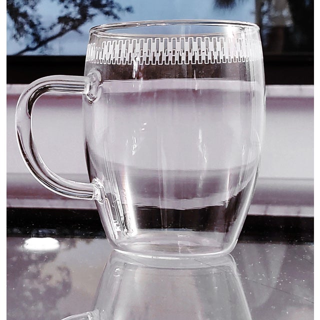 1960s Rare- 10 Vintage Schott Mainz Jena Glass Clear Delicate Coffee/ Tea Cups For Sale - Image 4 of 18