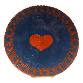 1984 Ned Foltz Pennsylvania Redware Heart Plate, 9.25" For Sale