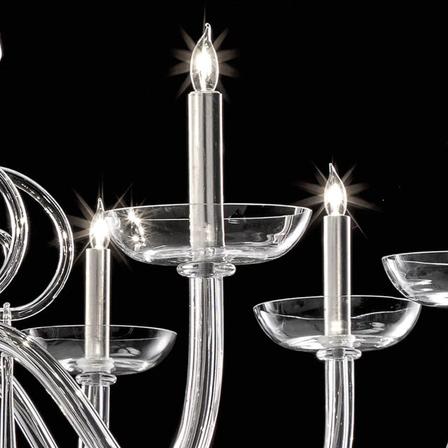 Murano Grand Venetian “Curls” Murano Glass Chandelier in Clear Glass For Sale - Image 4 of 6