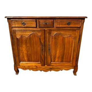 19th Century French Country Louis XV Solid Walnut Sideboard / Buffet For Sale
