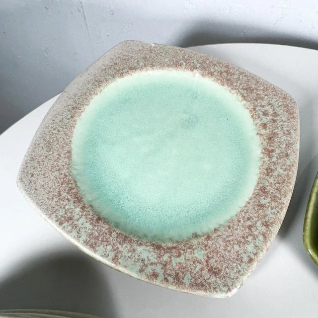 1980s Modern Set of 9 Square Plates Sculptural Art Pottery For Sale - Image 4 of 10