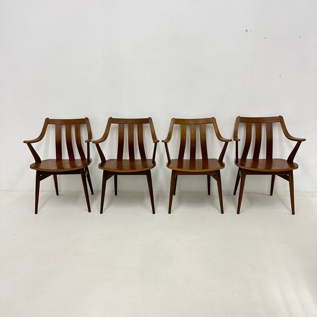 Teak Plywood Dining Chairs attributed to Pastoe, 1960s, Set of 4 For Sale - Image 18 of 18