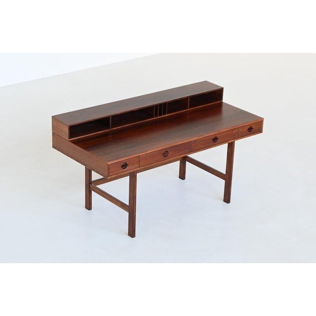 Brown Flip-Top Partners Desk in Rosewood by Peter Løvig Nielsen for Løvig, Denmark, 1960s For Sale - Image 8 of 18
