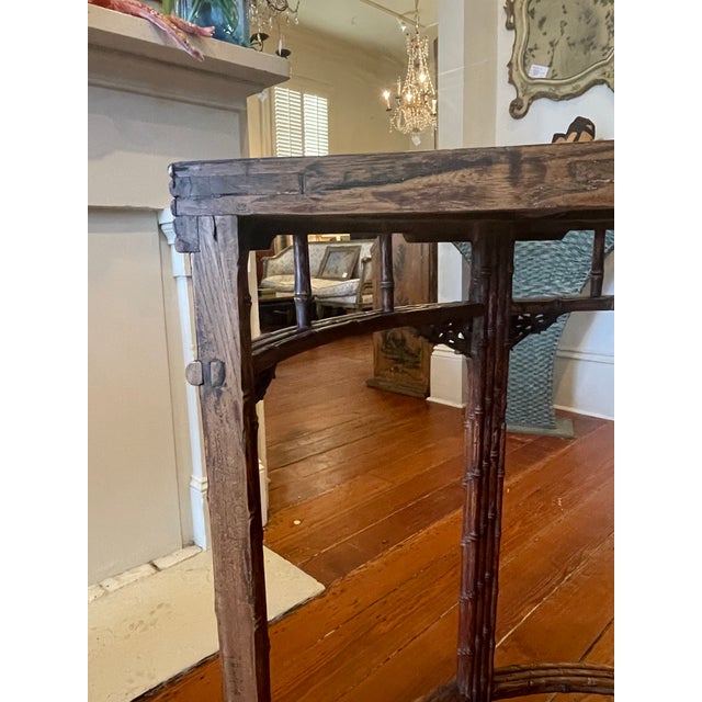 Late 19th Century Bamboo Form Demi Lune Console Table For Sale - Image 4 of 6
