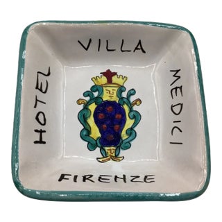 Vintage Ceramic Italian Hotel Villa Medici Firenze Ashtray Carchall For Sale