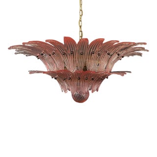 Murano Palms Palmette 58 Pink Glasses Chandelier For Sale