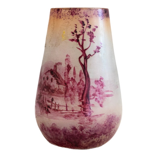 Art Nouveau Laignelet Pink Glass Vase, 1890s For Sale