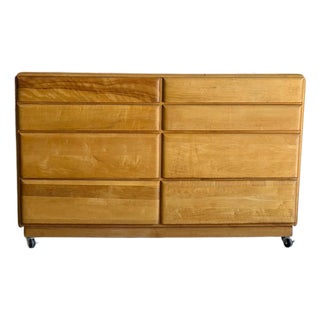 Heywood Wakefield Stardust Maple 8 Drawer Storage Lowboy Dresser Mid-Century Modern 1950s For Sale