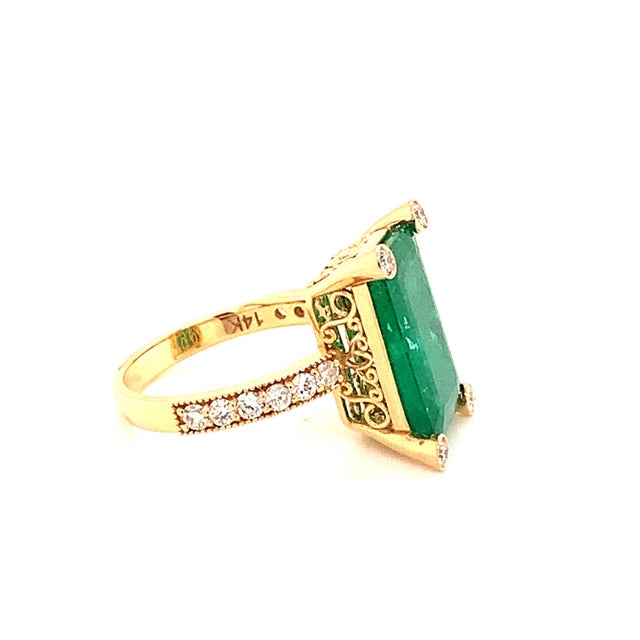 Natural Emerald Diamond Ring 14k Gold 4.37 TCW GIA Certified For Sale - Image 9 of 15