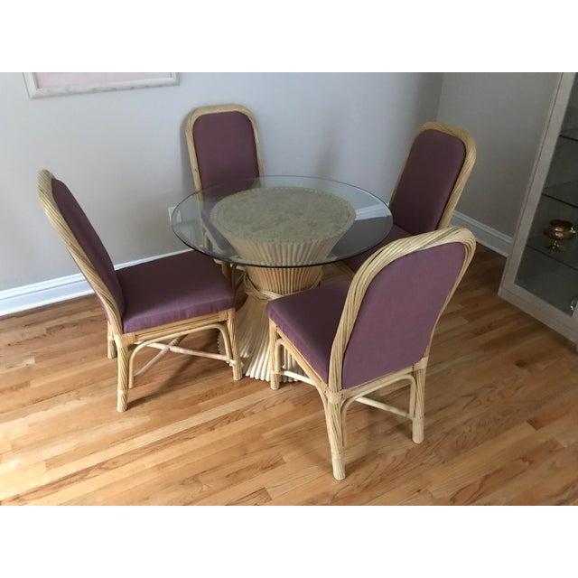 1980s 1980s McGuire Style Haystack Dining Table & 4 Chairs For Sale - Image 5 of 6
