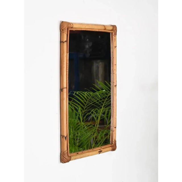 Mid-Century Rectangular Mirror in Rattan, Bamboo and Wicker, Italy, 1970s For Sale - Image 3 of 13