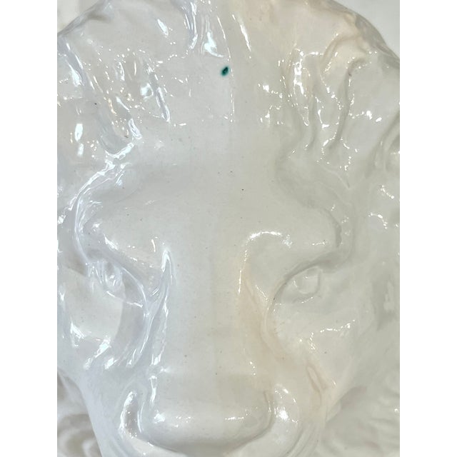 Vintage Hollywood Regency White Ceramic Lion Planter For Sale - Image 15 of 15