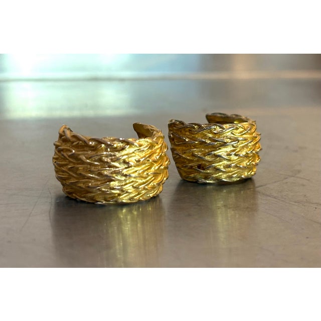 Mid-Century Modern Christian Dior Gold Tone Hoop Earrings For Sale - Image 3 of 5