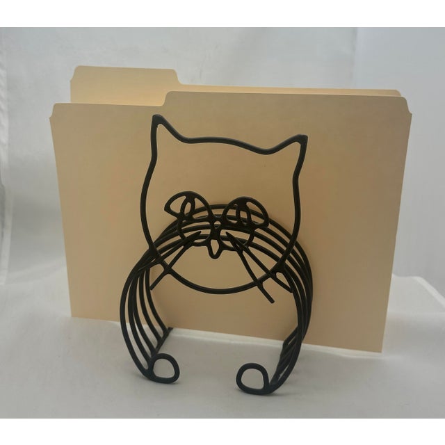 Black 1950's Vintage Wire Figural Black Cat Magazine Holder For Sale - Image 8 of 8