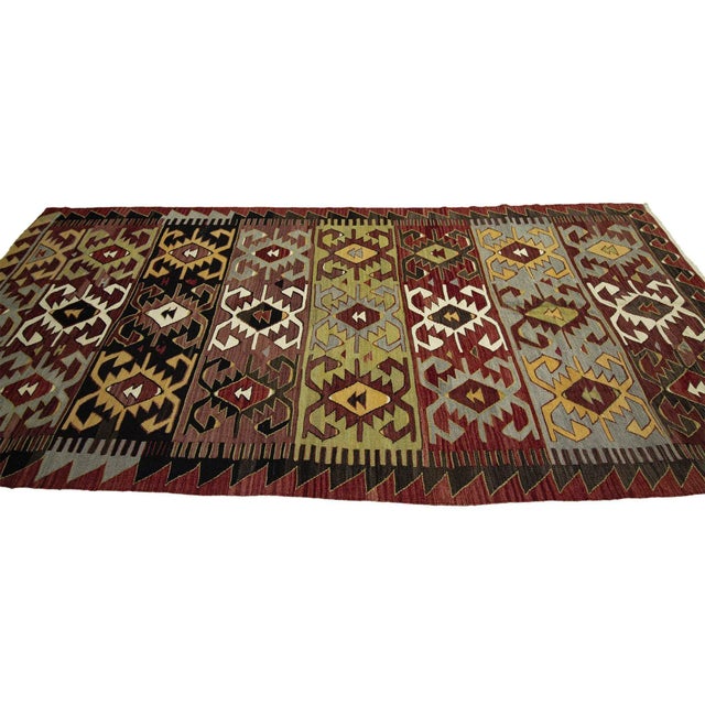 Vintage Turkish Konya Kilim Rug For Sale - Image 4 of 7