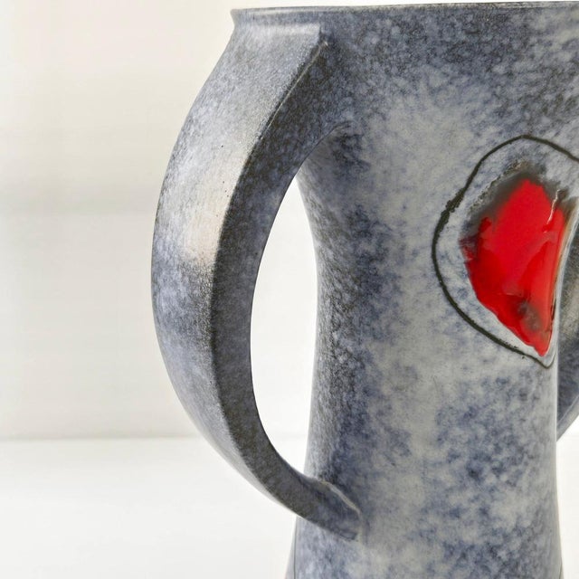 Vintage Vase in Red and Yellow Ceramic, 1950 For Sale - Image 4 of 16