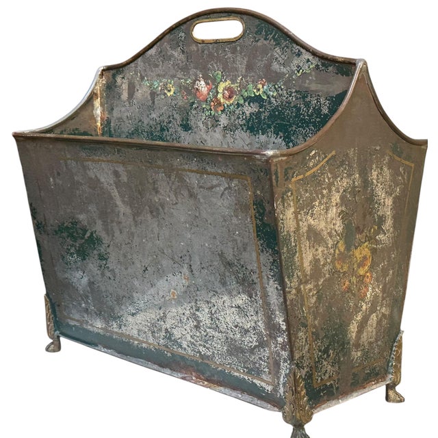 Antique American Country Tole Magazine Rack For Sale - Image 4 of 6
