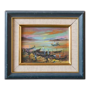 Mid Century Miniature Seascape Painting