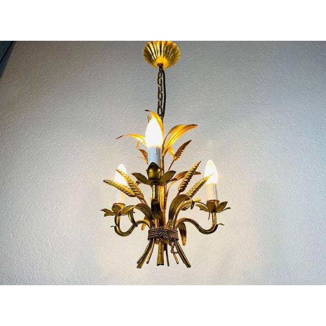 1970s Golden Wheat Sheaf Pendant Lamp by Hans Kögl, Germany, 1970s For Sale - Image 5 of 15