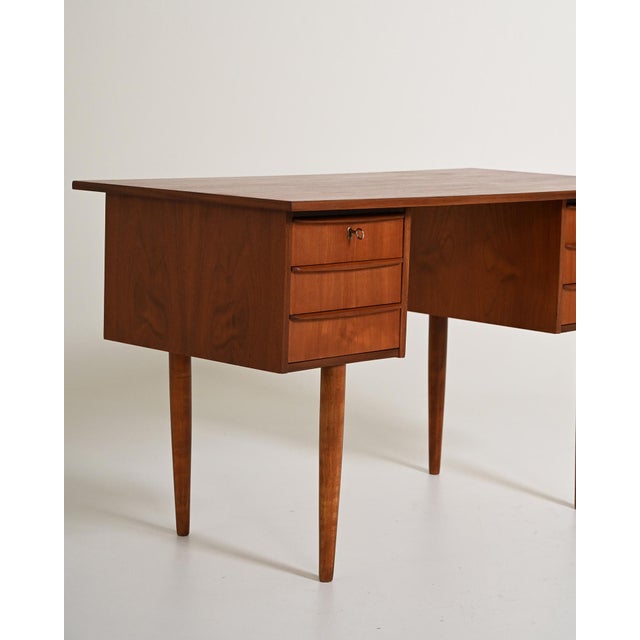 Wood Scandinavian Teak Desk with 6 Drawers, 1960s For Sale - Image 7 of 12
