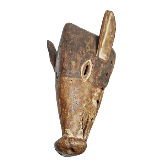 Early 20th Century Vintage Chokwe Pig Wood Mask For Sale - Image 5 of 5