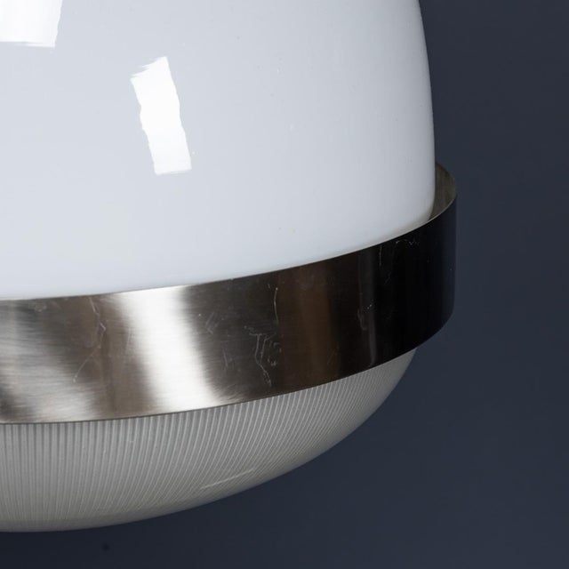 Italian Delta Opaline Pendant Lights by Sergio Mazza for Artemide, 1960s, Set of 2 For Sale - Image 9 of 14