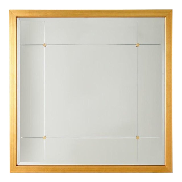 Global Views Beaumont Square Gold Leaf Mirror – 48” Modern Beveled Panel Mirror For Sale